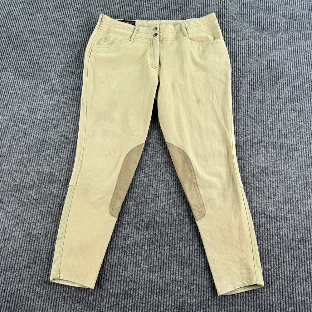 Ariat Riding Pants Women 32 Tan Breeches Suede Knee Patch Equestrian Horse
